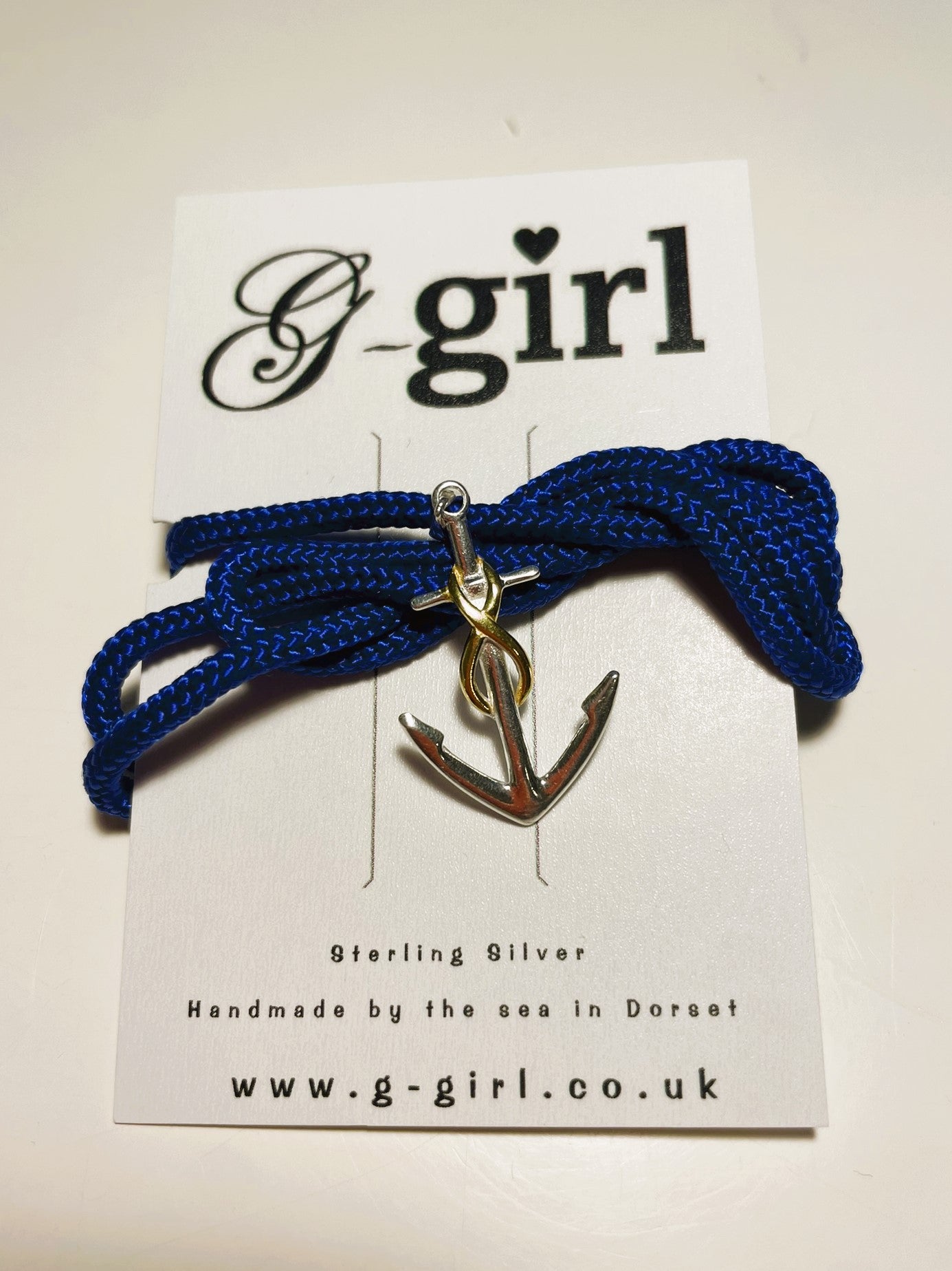 Sterling Silver Anchor Blue Necklace