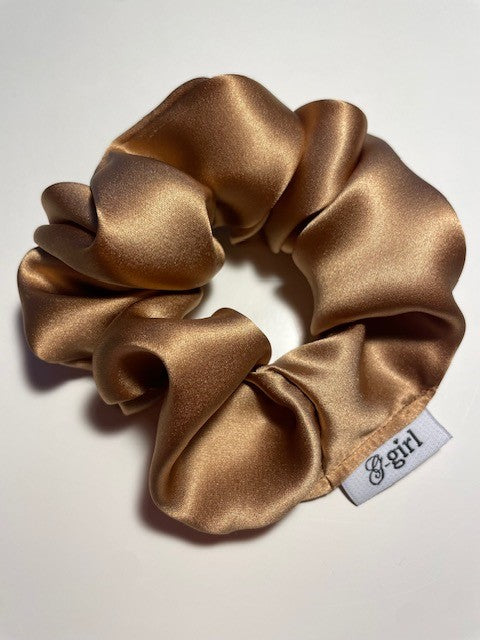 Caramel Bronze silk scrunchie