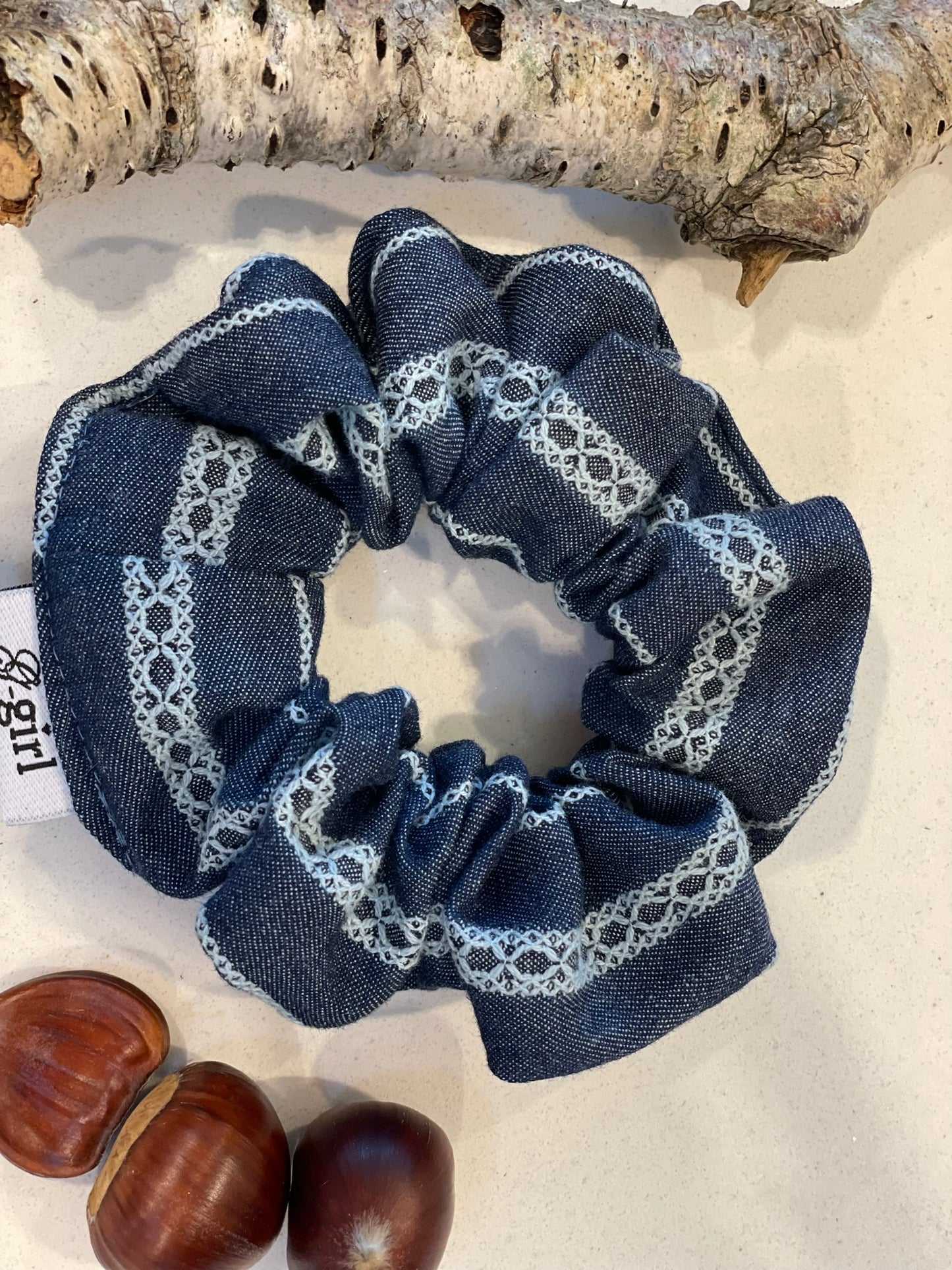 Lace Denim Scrunchie