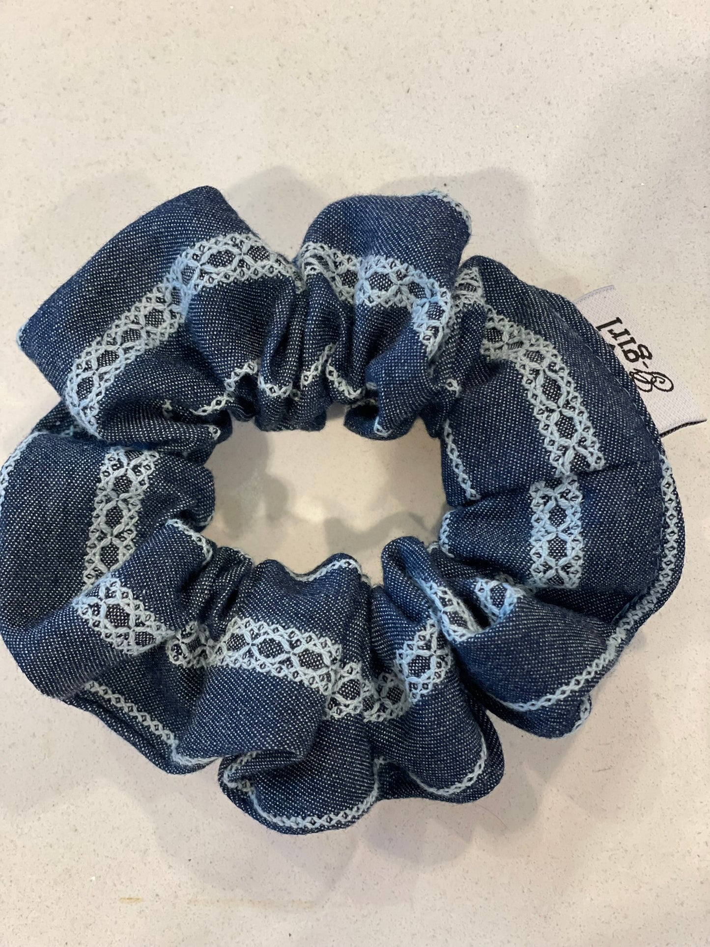 Lace Denim Scrunchie