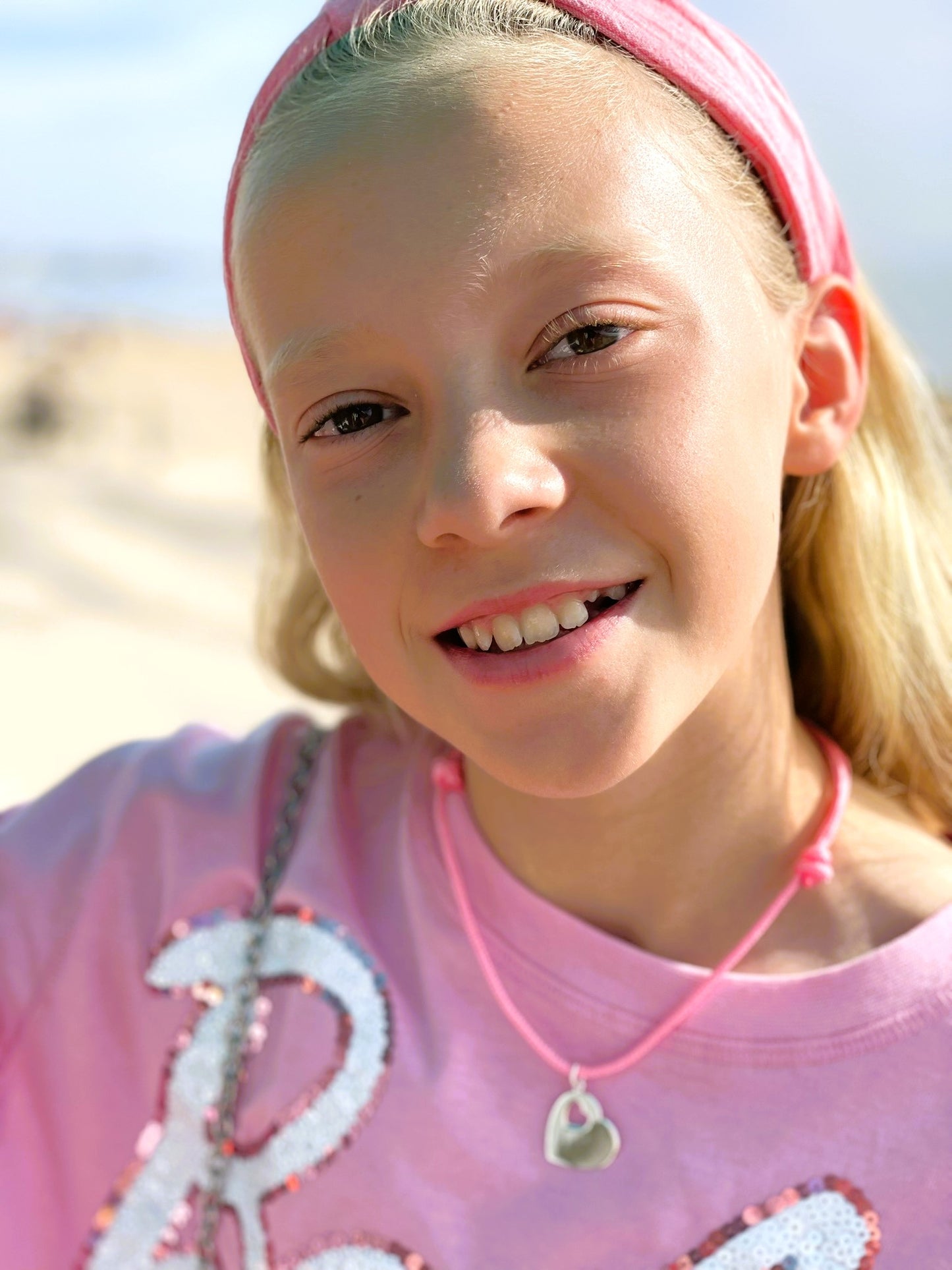 Baby Pink Sterling Silver Heart Necklace