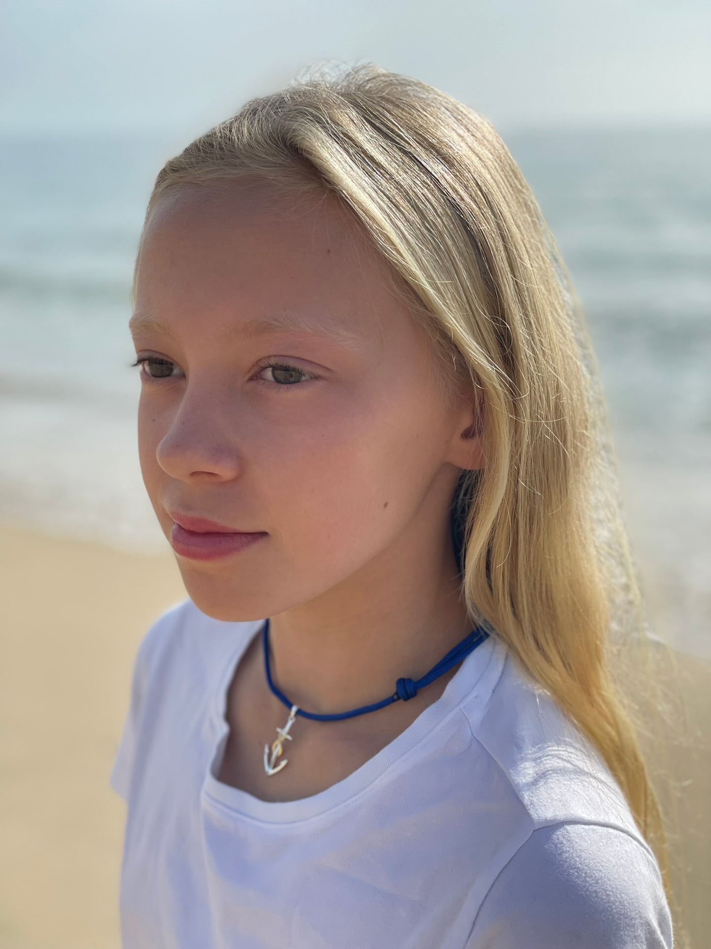 Sterling Silver Anchor Blue Necklace