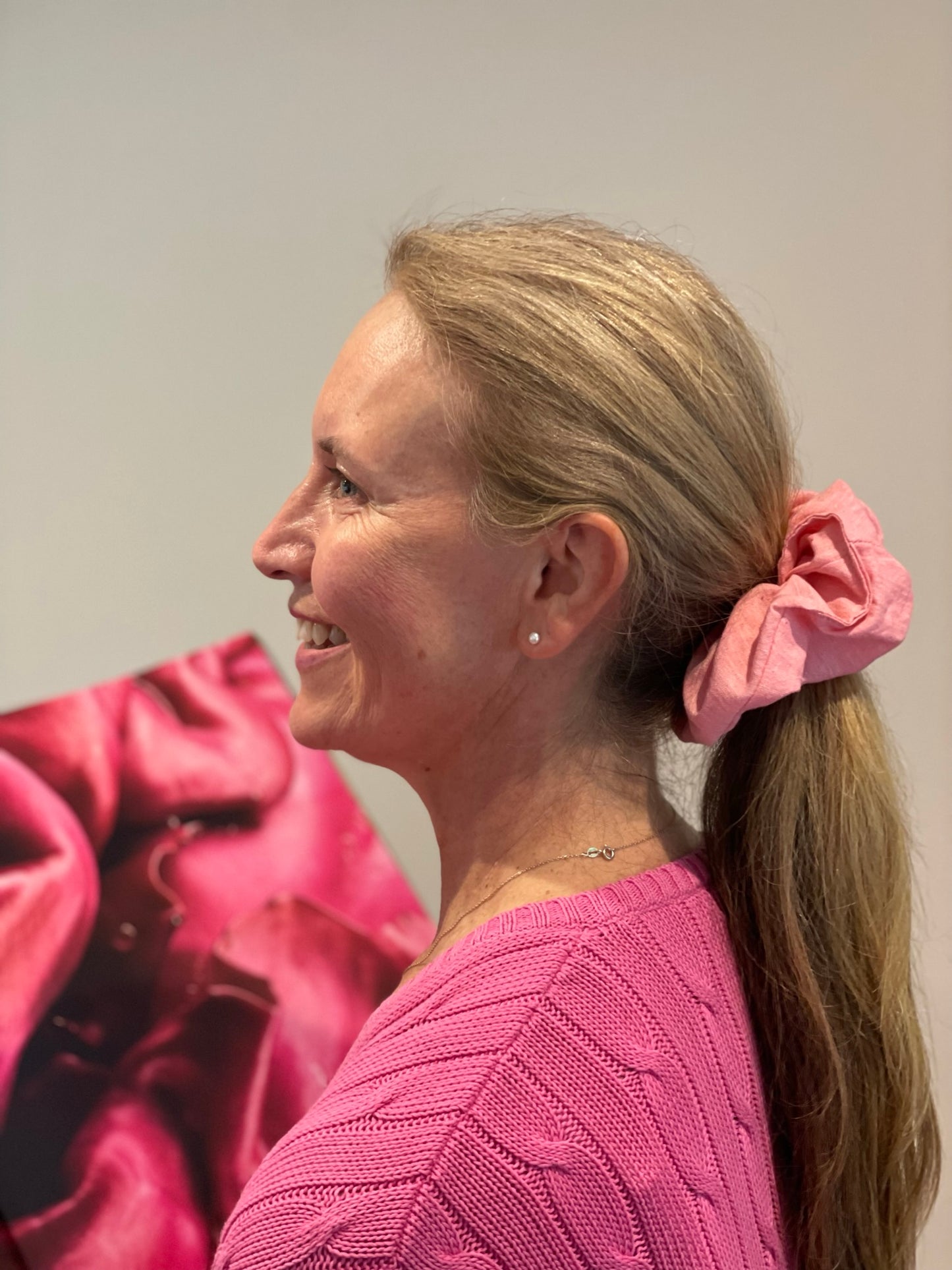 Coral Pink Handloomed Scrunchie