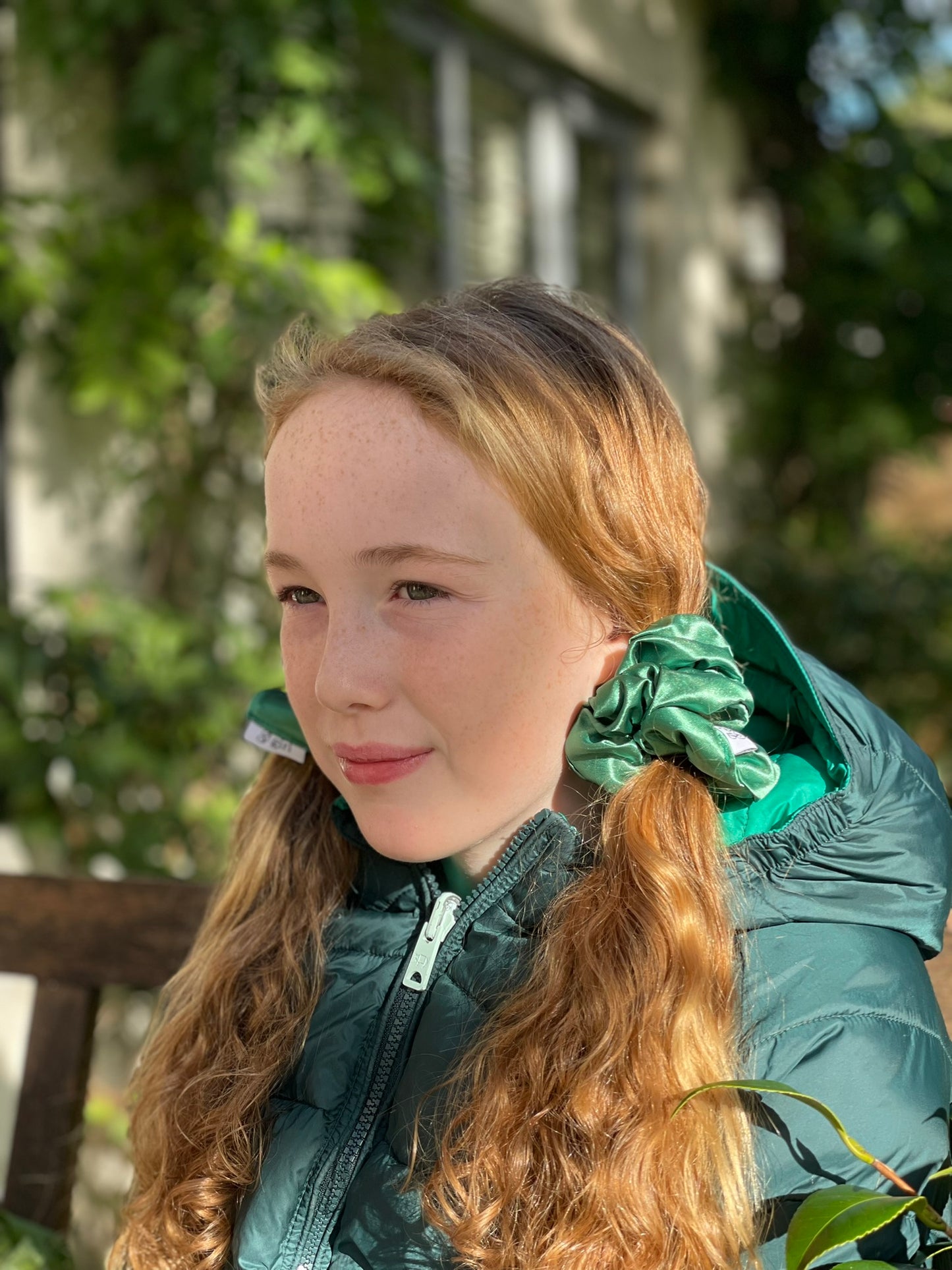 Green Satin Scrunchie