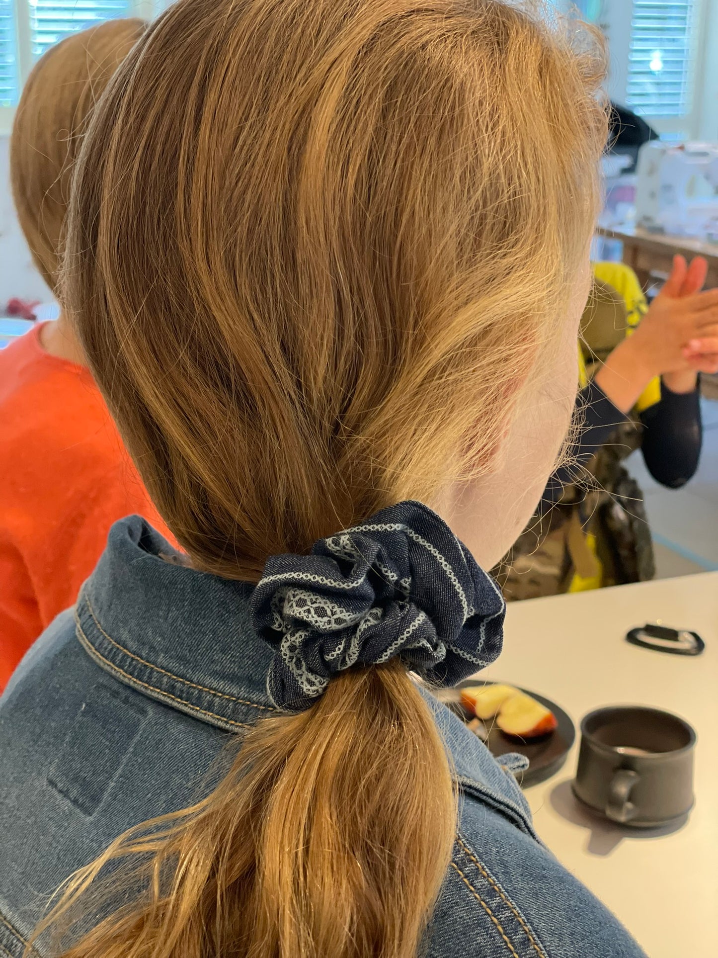 Lace Denim Scrunchie