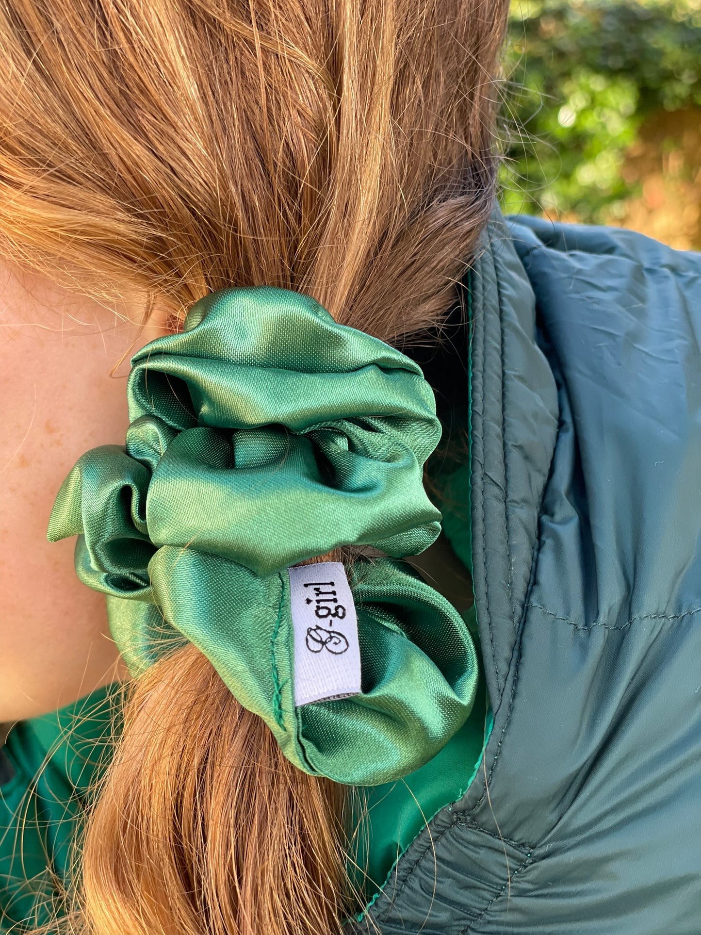 Green Satin Scrunchie