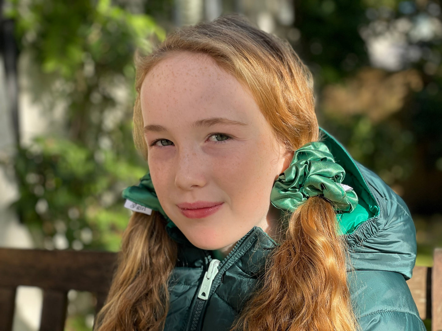 Green Satin Scrunchie