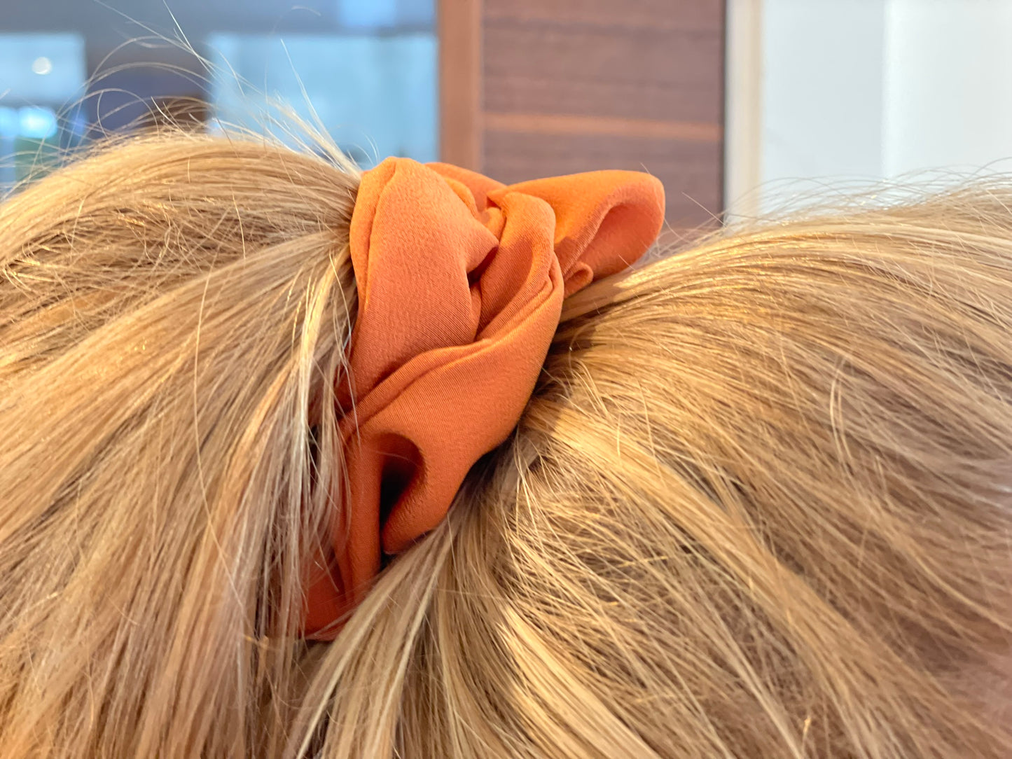 Rust Orange Silk Scrunchie