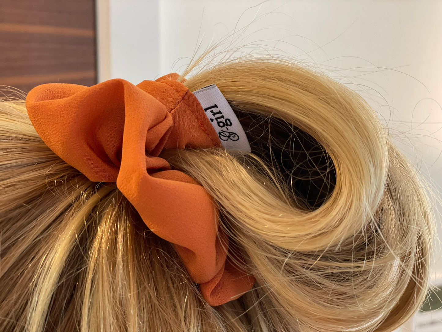 Rust Orange Silk Scrunchie