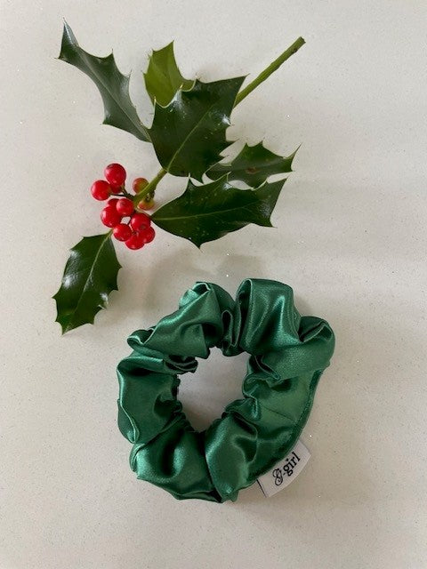 Green Satin Scrunchie