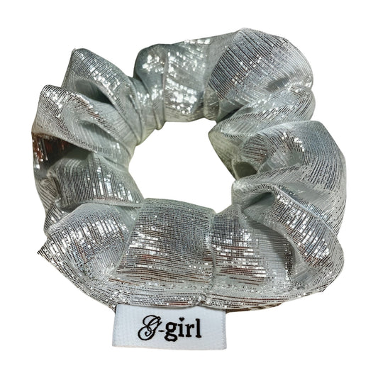 Silver metallic scrunchie