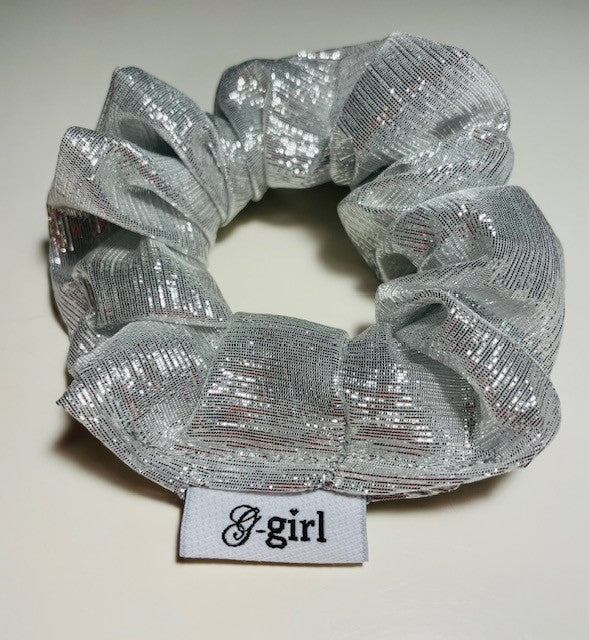 Silver metallic scrunchie